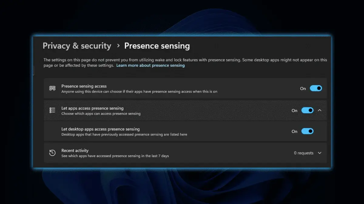 Comment activer l'option de détection de présence dans Windows 11 2 Détection de présence sur Windows 11