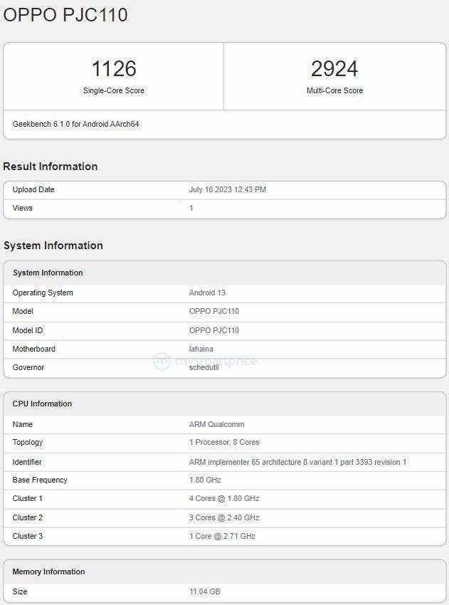 Oppo K11 repéré sur Geekbench avec le Snapdragon 782G SoC 2 Oppo K11 repere sur Geekbench avec le Snapdragon 782G SoC