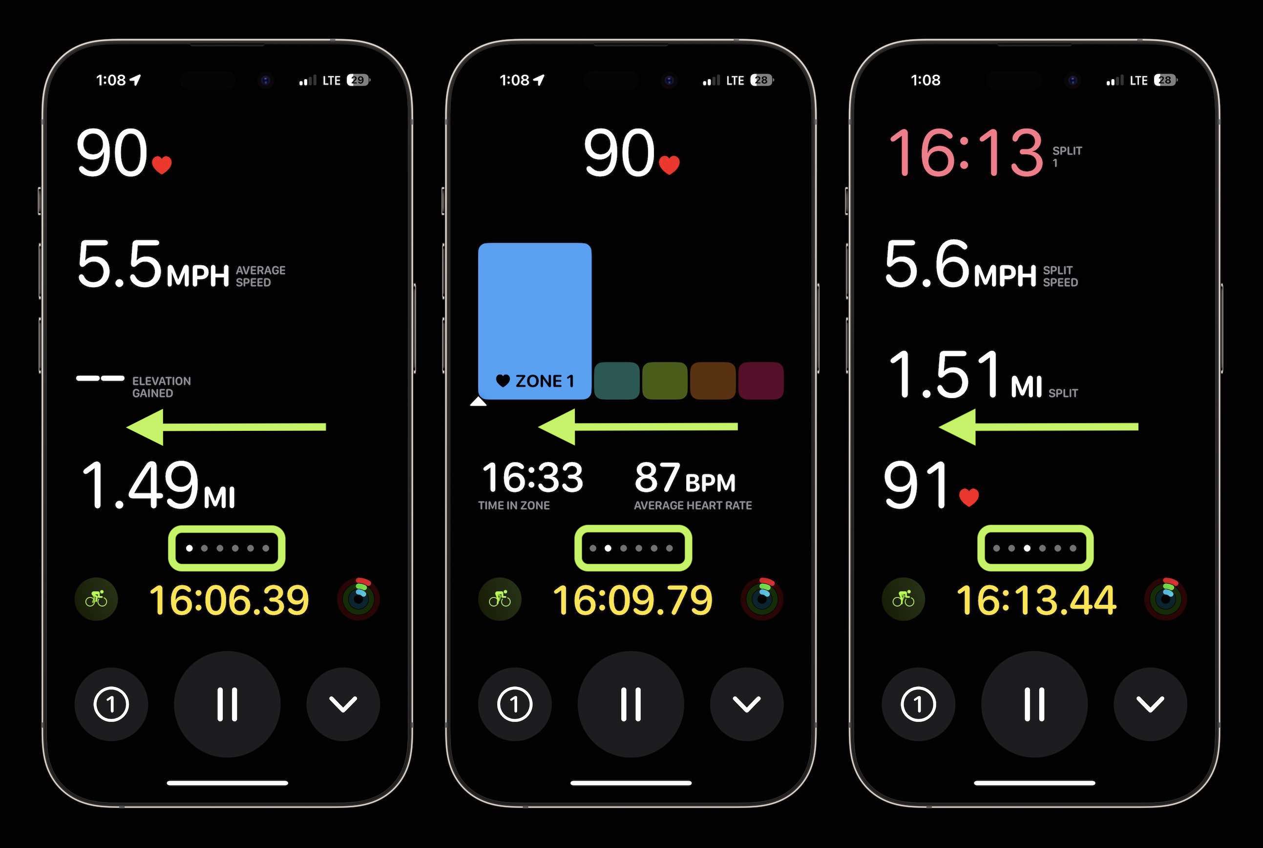 Pratique : Comment voir les mesures de cyclisme en direct de l'Apple Watch sur l'iPhone avec iOS 17 2 mesures de vélo en direct sur l'iPhone 2