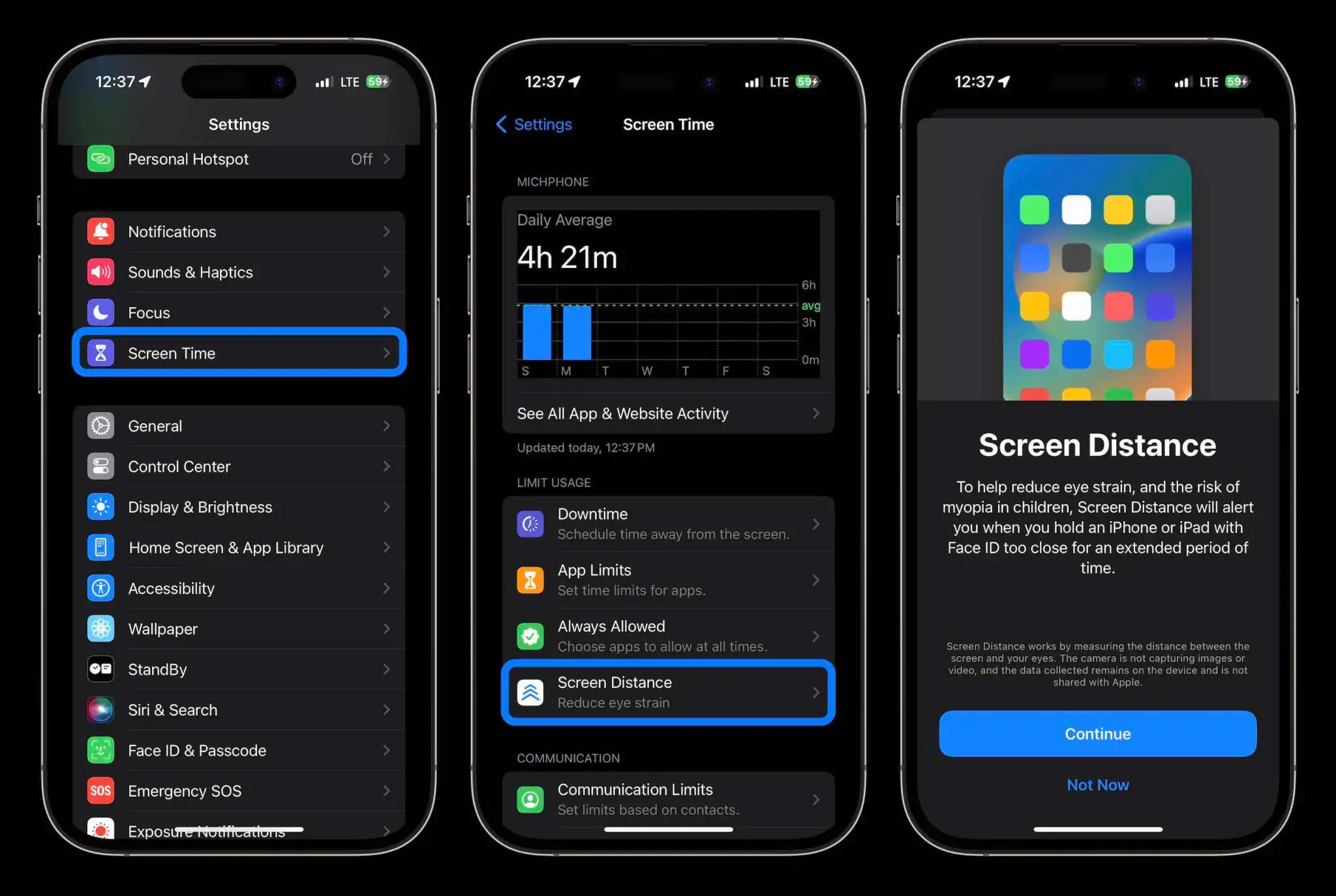 iOS 17 prend soin de vos yeux : Découverte de la fonctionnalité de distance de l'écran de l'iPhone 2 Distance de l'écran d'iOS 17