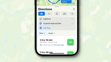 iOS 17 Apple Maps suggère une carte hors ligne à télécharger lors de la recherche d'itinéraires vers une zone avec une mauvaise réception mobile 30 iOS 17 Apple Maps suggests an offline map to download when getting directions to an area with poor cell service