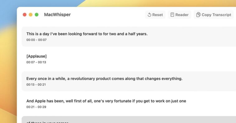 Application de transcription MacWhisper mise à jour avec une amélioration significative des performances et plus encore 1 MacWhisper transcription app updated with major performance boost and more