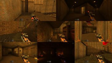Un regard plus rapproché sur le mode écran partagé multijoueur local à huit de Quake II 16 A closer look at Quake II