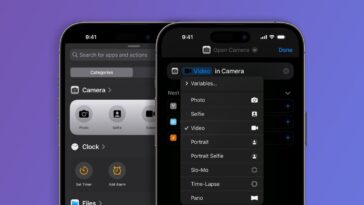 iOS 17 permet aux utilisateurs de créer des actions Raccourcis pour ouvrir des modes spécifiques dans l'application Appareil photo 20 iOS 17 lets users create Shortcuts actions to open specific Camera app modes