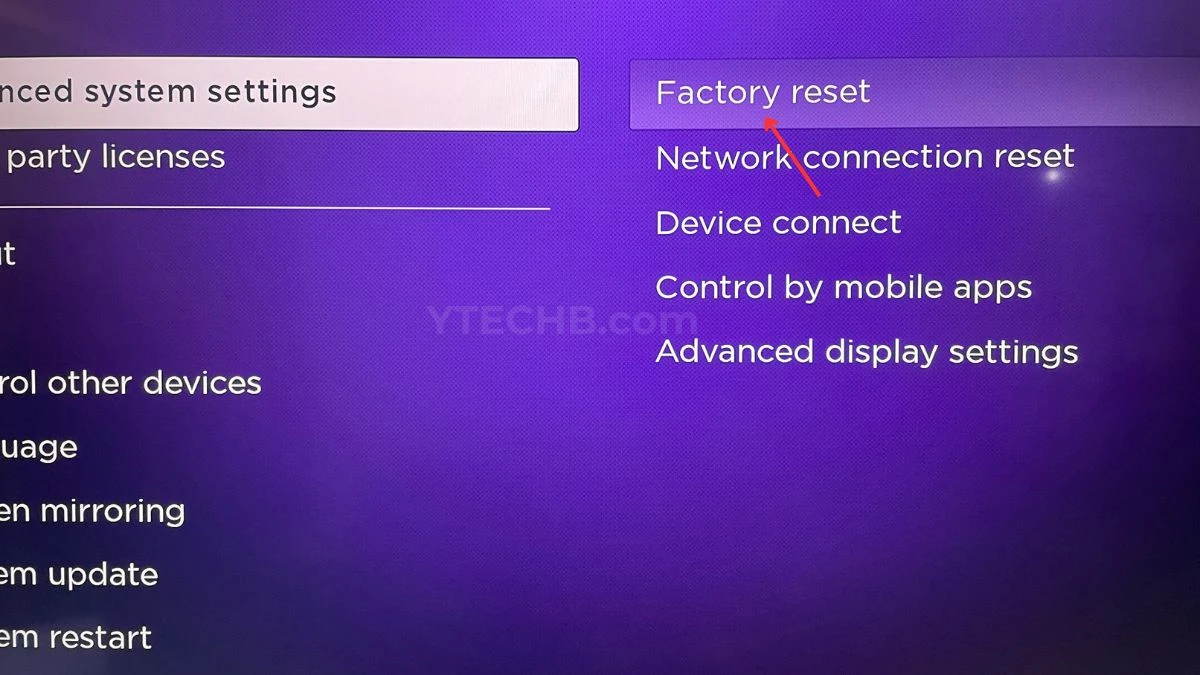 comment réinitialiser onn roku tv