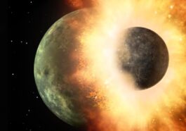 Les scientifiques affirment qu'il existe deux énormes bulles extraterrestres à l'intérieur de la Terre 1 Ilustração do planeta Theia a colidir com a Terra primitiva