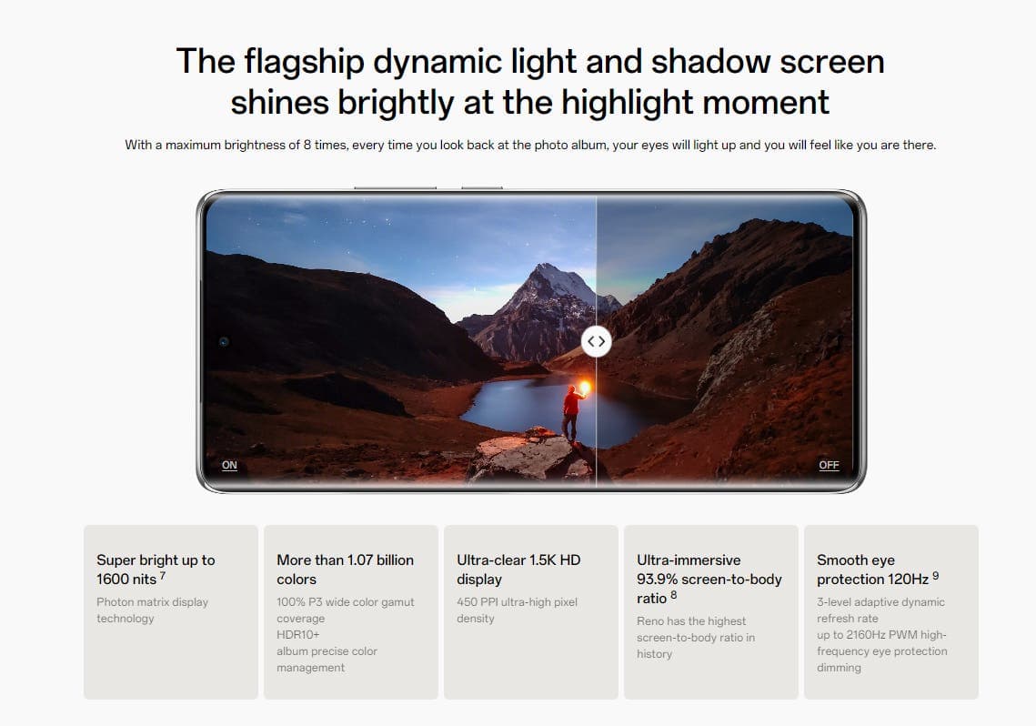 Présentation de la série Oppo Reno11 : Performance améliorée et appareils photo époustouflants 6 Display of Reno11 Pro