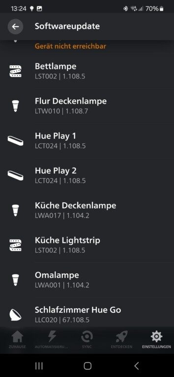 Mettre à jour Philips Hue : Voici comment obtenir de nouvelles fonctionnalités 9 Dans l'application Hue, vous pouvez voir si votre lampe a été mise à jour. (Capture d'écran)