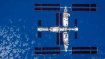 Tiangong : la première fois que l'on voit toute la station spatiale chinoise 18 Imagem da Tiangong, a estação espacial da China que está agora completa