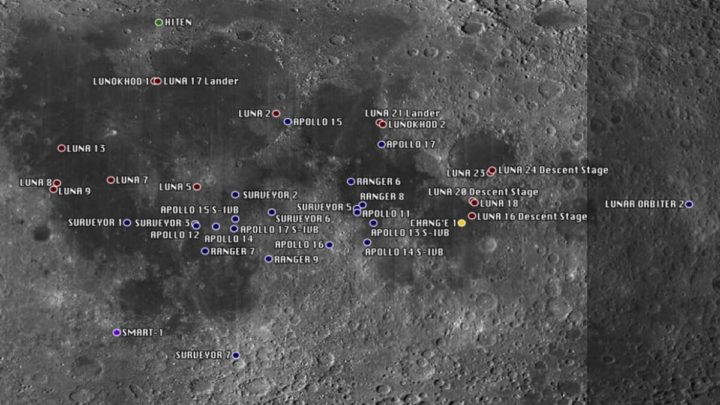 Image d'objets laissés par la NASA sur la Lune