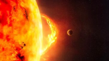 Télescope spatial détecte des "superéruptions" 10 000 fois plus lumineuses que le Soleil 11 Ilustração de supererupções de uma estrela mais poderosa 10 mil vezes que o nosso Sol