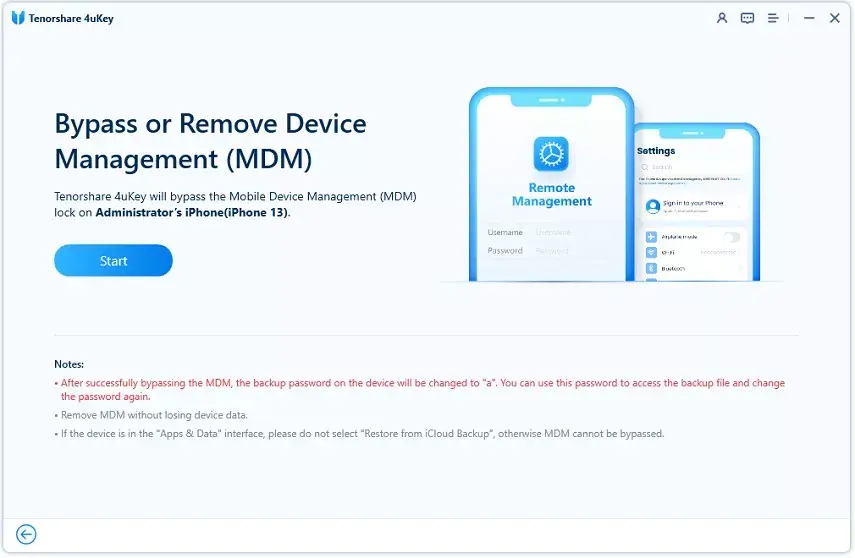 Starting the MDM bypass process
