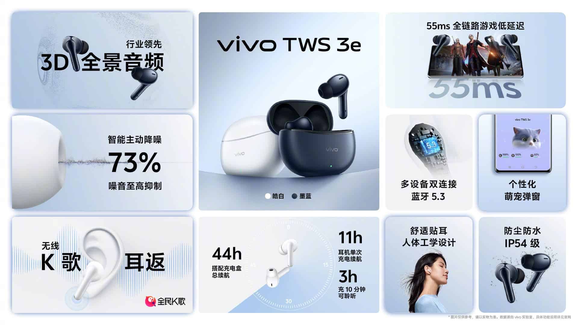 vivo TWS 3e fait ses débuts avec une durée de vie de batterie prolongée 3 Points forts principaux vivo TWS 3e