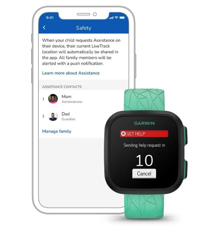 Garmin propose également une assistance d'urgence sur sa montre pour enfants avec GPS. (Photo: Garmin)