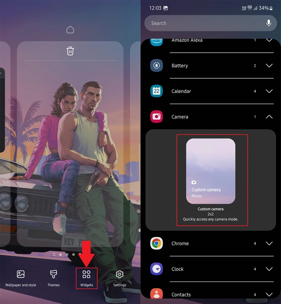 Comment lancer l'appareil photo avec des paramètres spécifiques sur les téléphones Samsung Galaxy 3 Comment ajouter un widget d'appareil photo personnalisé sur Samsung