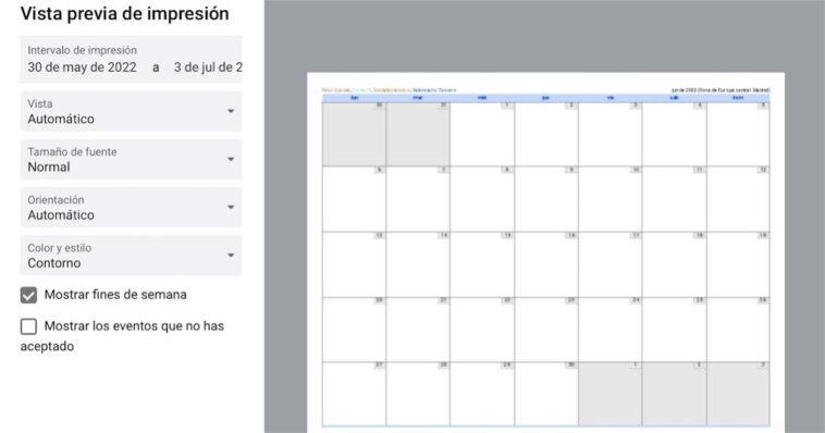 Voici comment imprimer un calendrier de Google Calendar 1 Así puedes imprimir un calendario de Google Calendar