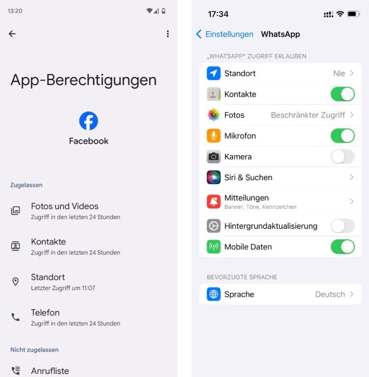 La batterie est-elle à plat ? Ces applications sont probablement responsables 6 Capture d'écran des autorisations d'une application sur Android et iPhone