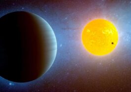 Ilustração do exoplaneta HD 63433d, da sua estrela e do seu irmão, HD 63433b. Existem algumas similaridades com a Terra
