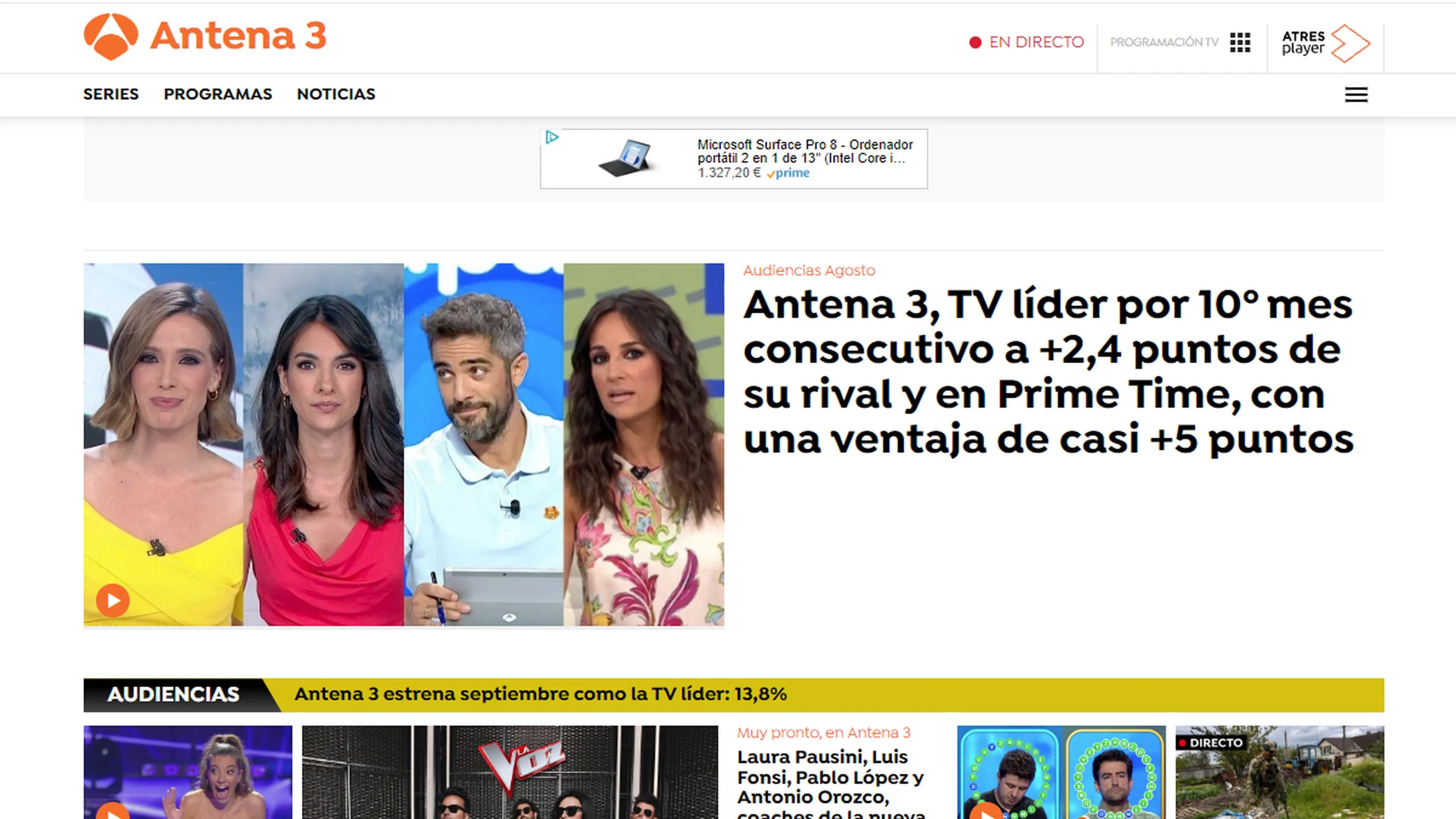 Comment regarder Antena 3, Nova et Neox en direct sans TNT 4 Site web d'Antena 3