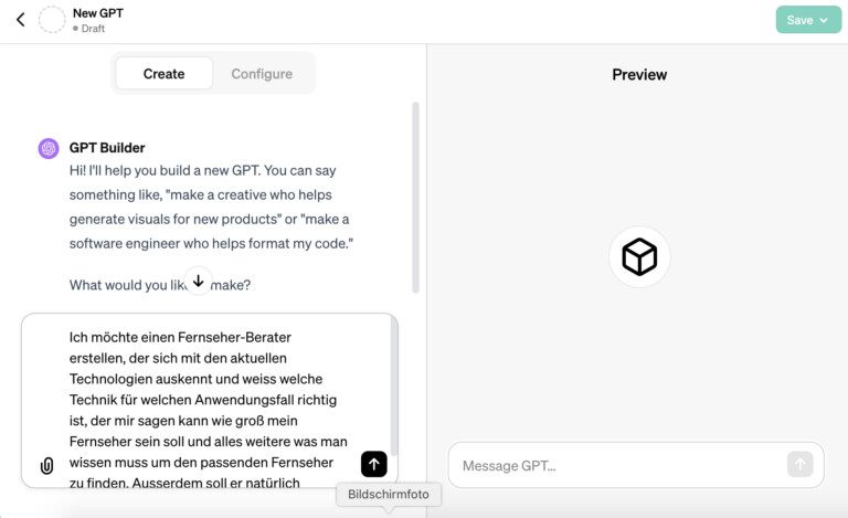 ChatGPT : Créer sa propre application – voici comment c'est facile 3 Création de GPT : informations