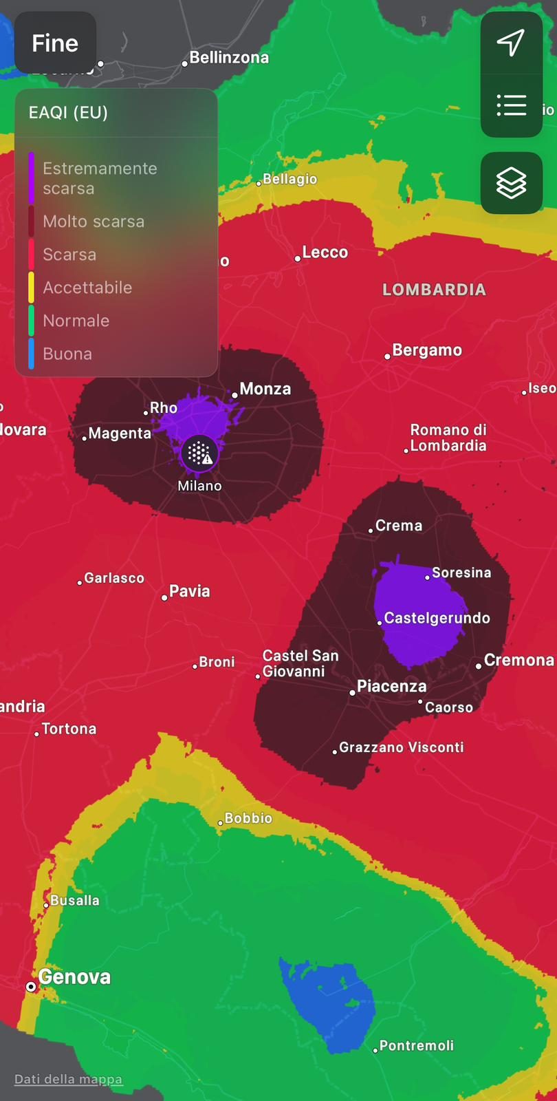 Que signifient les cartes de qualité de l'air que vous voyez sur les réseaux sociaux 3 Quelques captures d'écran de l'application Météo d'Apple