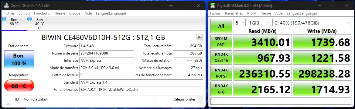 Acepc WizBox G en TEST: Le Mini PC Gaming équipé d'un AMD R7, Radeon 680 et 32Go DDR5 36 Acepc Wizbox G Mini Pc Gaming Ssd Temp 69 Max