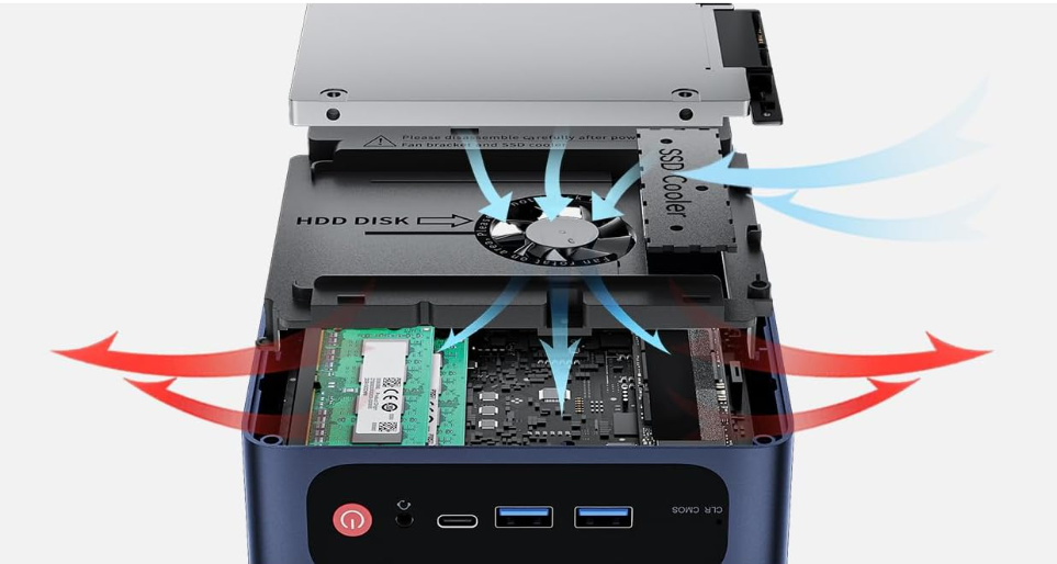 Beelink SEi12 en TEST: Le Mini PC bien conçu, équipé d'un Core i7-12650H et 32Go DDR4 20 Beelink Sei12 Cooling And Airflow
