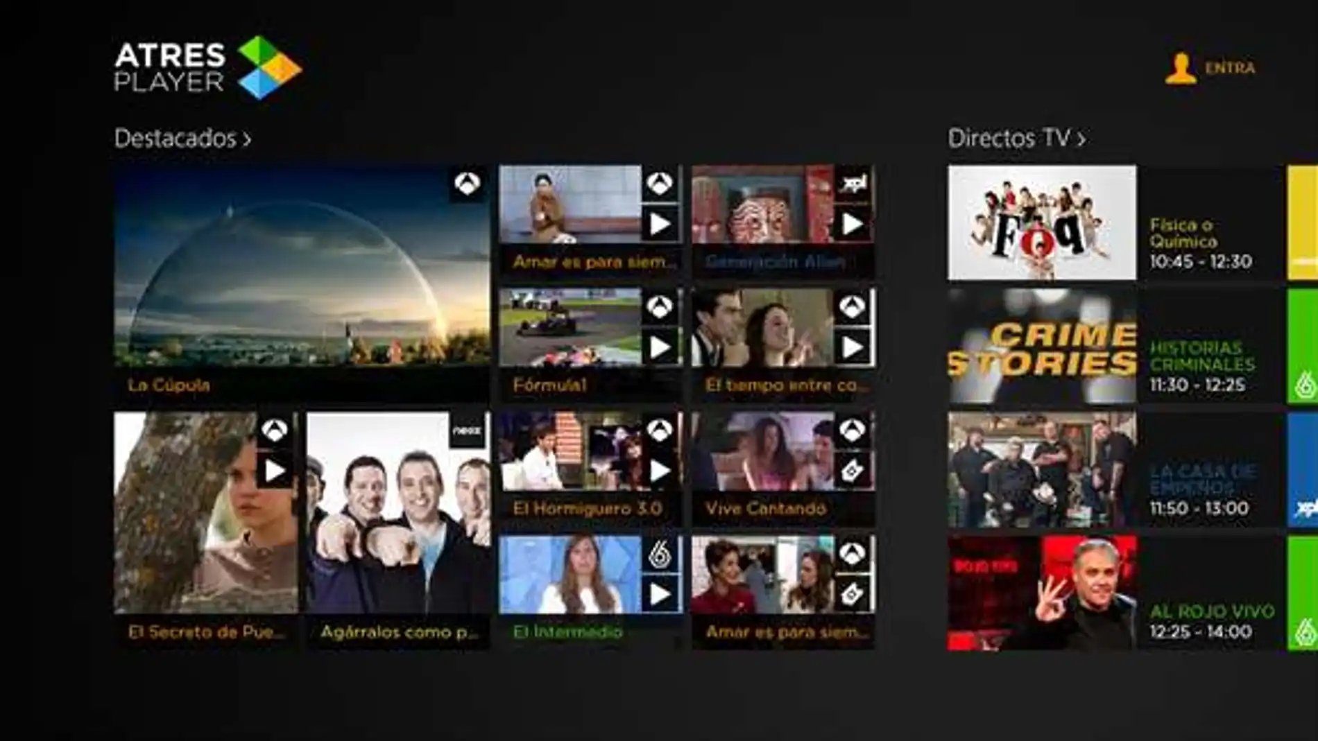 Comment regarder Antena 3, Nova et Neox en direct sans TNT 3 Écran d'accueil de l'application Atresplayer