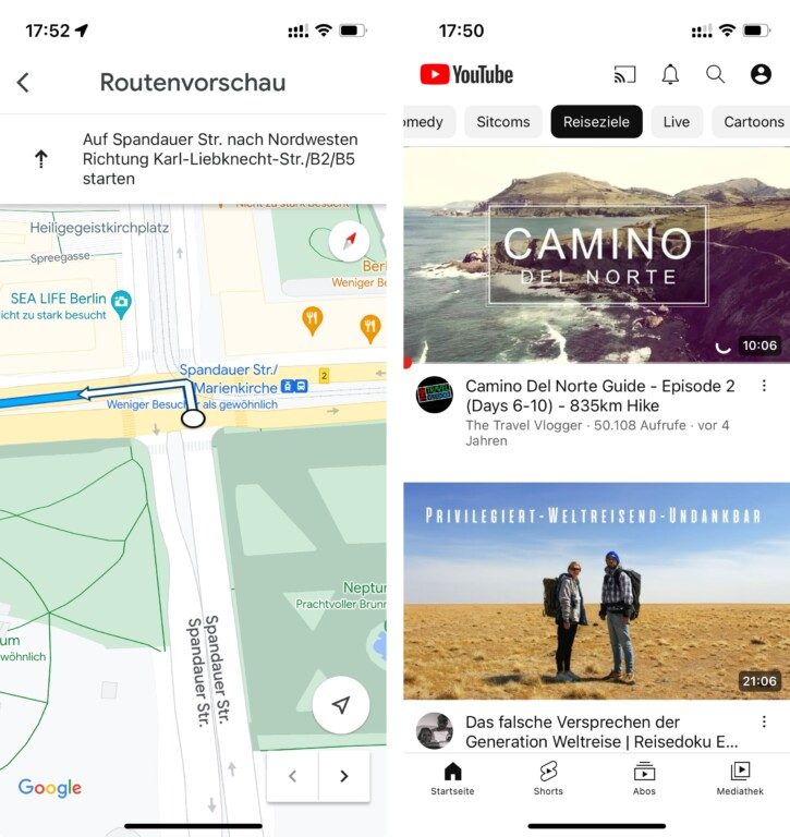 La batterie est-elle à plat ? Ces applications sont probablement responsables 2 Capture d'écran de Google Maps et de YouTube