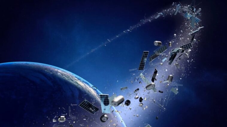 Le Japon teste des lasers tirés depuis le sol pour combattre les déchets spatiaux 1 Ilustração de lixo espacial em volta da Terra e que pode atingir a Estação Espacial Internacional