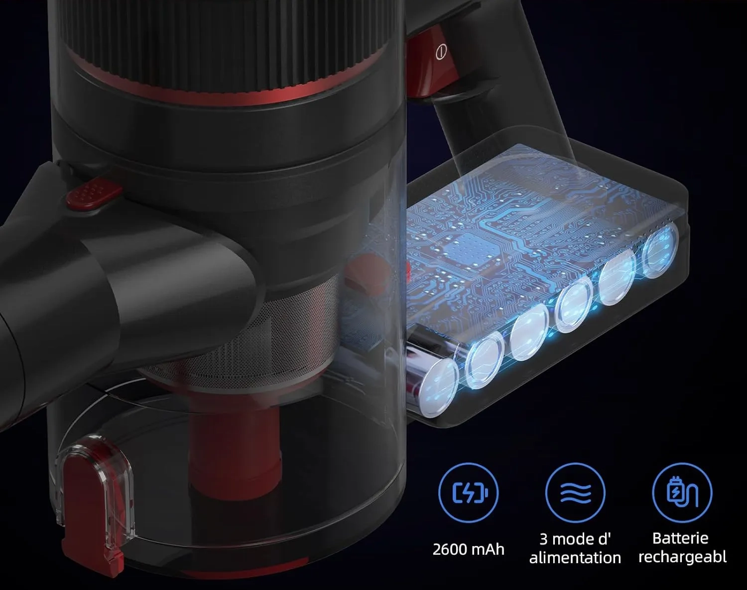 L'Aspirateur Balai Sans Fil Redkey P9 à prix cassé actuellement ! Puissant, Polyvalent et Pratique 7 Redkey P9 Batterie