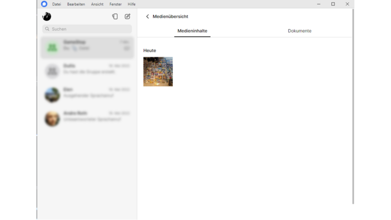 Trouver des médias, des documents et des audios dans Signal : voici comment faire 3 La gestion des médias est également « claire » sur PC. Il n'y a pas de fonction de recherche. (Capture d'écran personnelle)