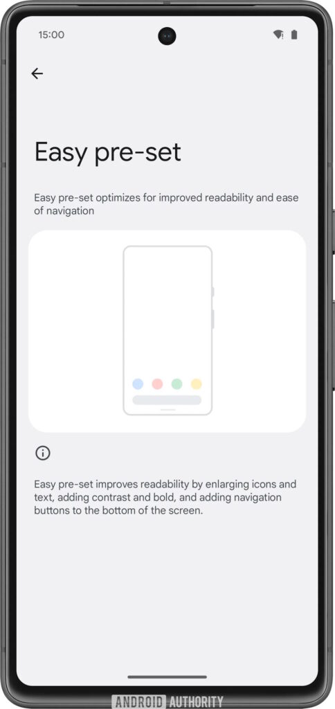 Android 15 aura un mode plus simple à utiliser dédié aux utilisateurs plus âgés et moins expérimentés 3 Mode d'interface Google d'Android 15