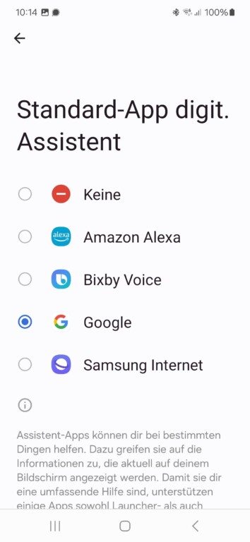 Google Gemini: Comment installer le successeur de l'Assistant 11 Dans les paramètres, définissez quel assistant doit démarrer lorsque vous appuyez brièvement sur la touche Accueil. (Capture d'écran)