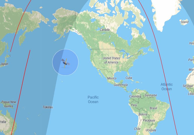 Où est tombé le satellite ERS-2 aujourd'hui, le satellite européen s'écrase sur Terre 3 En jaune, le parcours du satellite ERS-2 de l'ESA au point de son entrée dans l'atmosphère terrestre / crédit : SatFlare