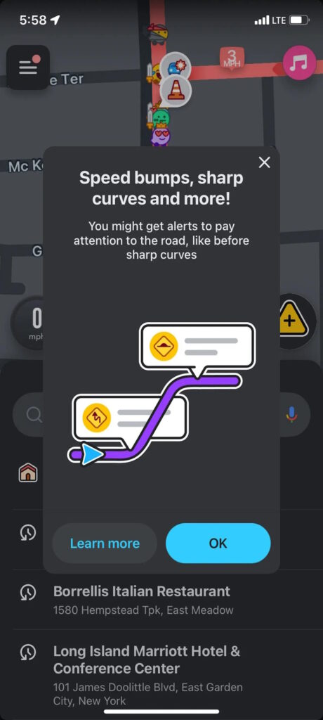 Plus de sécurité sur la route ! Waze affiche désormais des alertes pour les ralentisseurs et les virages serrés 4 Alertes de sécurité sur les ralentisseurs incurvés Waze