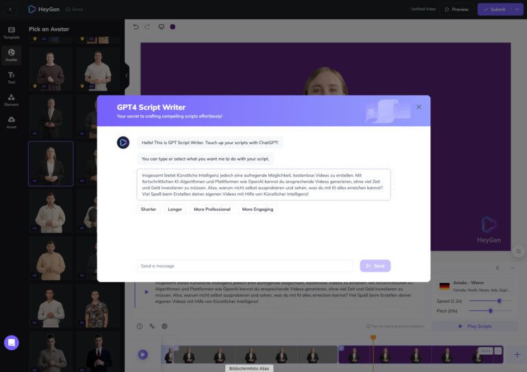 Création de vidéos gratuites avec l'IA : 7 outils formidables 3 HeyGen KI Videos erstellen