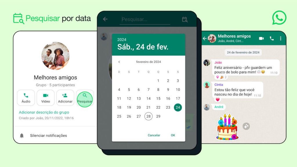 Encore une nouveauté de WhatsApp ! Vous pouvez désormais rechercher des conversations par date 3 Messages de conversations de recherche de données WhatsApp