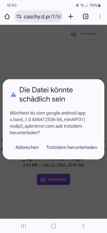 Google Gemini: Comment installer le successeur de l'Assistant 2 Chrome vous avertit du téléchargement. (Capture d'écran)