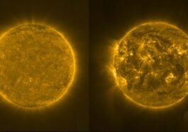 A sinistra il Sole a febbraio 2021, a destra a ottobre 2023. Credit: ESA & NASA/Solar Orbiter/EUI Team