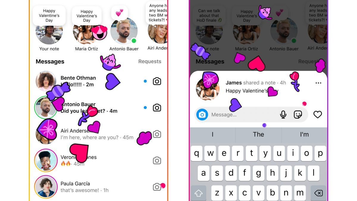 Pendant quelques heures, vous pourrez utiliser ces nouvelles fonctionnalités sur Instagram sur le thème de la Saint-Valentin : comment faire 2 META | Un'anteprima delle nuove funzioni speciali