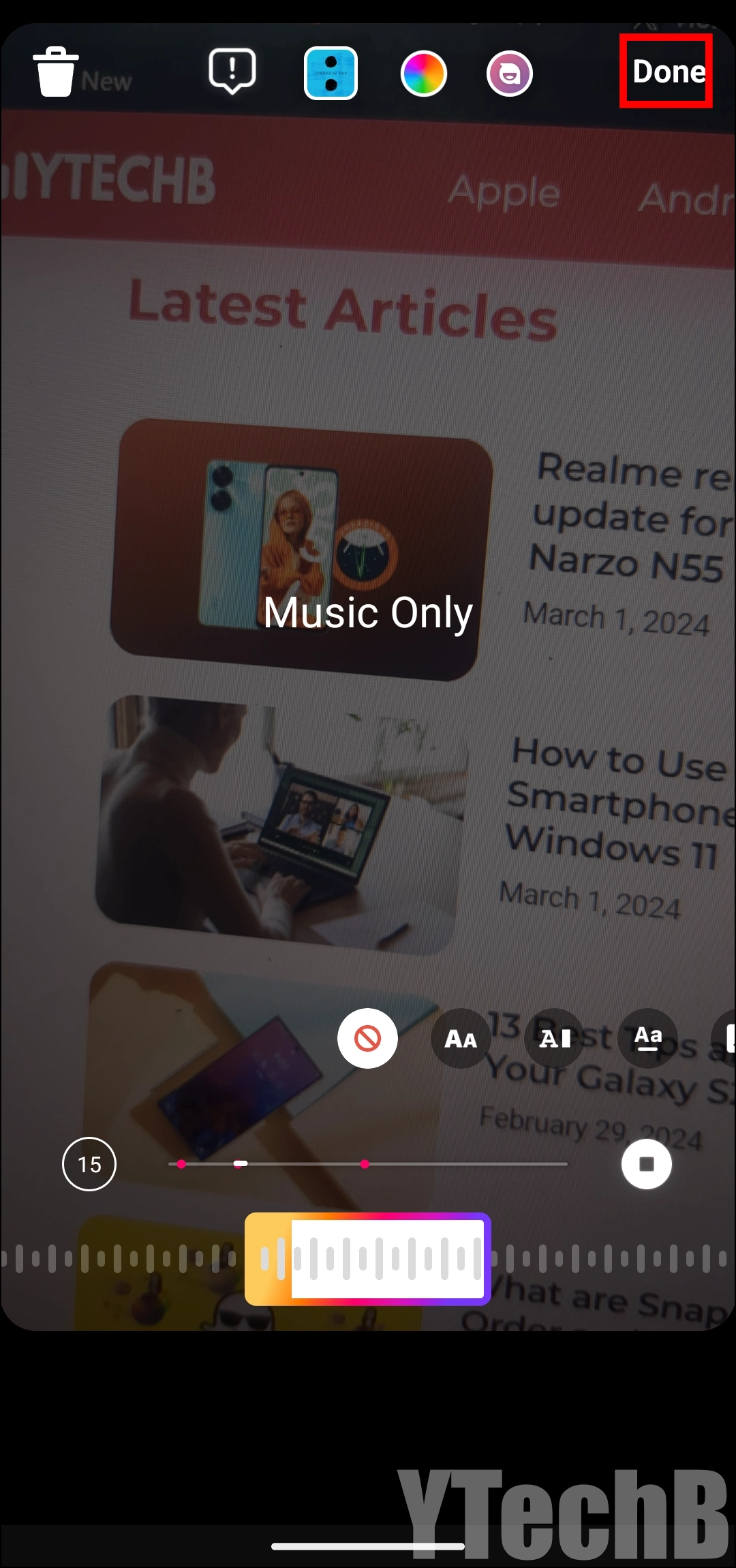 Comment enregistrer une storie Instagram avec de la musique (solutions 2024) 4 Ajouter du son dans une story via un autocollant musical