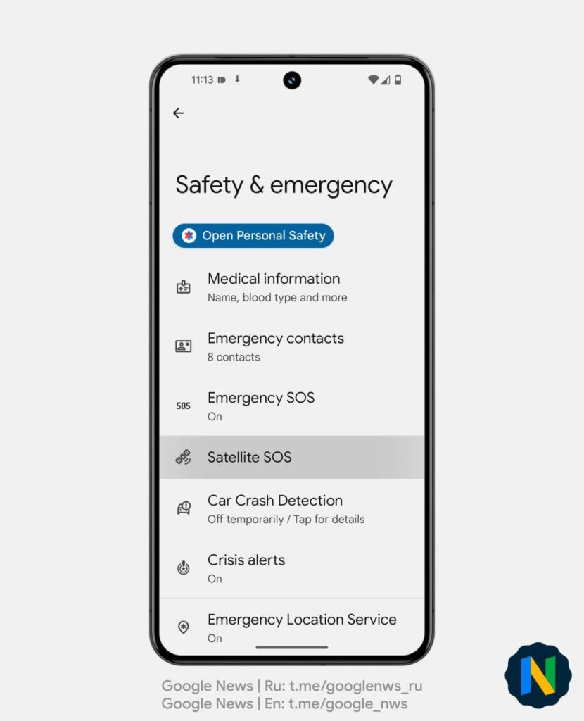 Communication des smartphones à pixels satellites Google