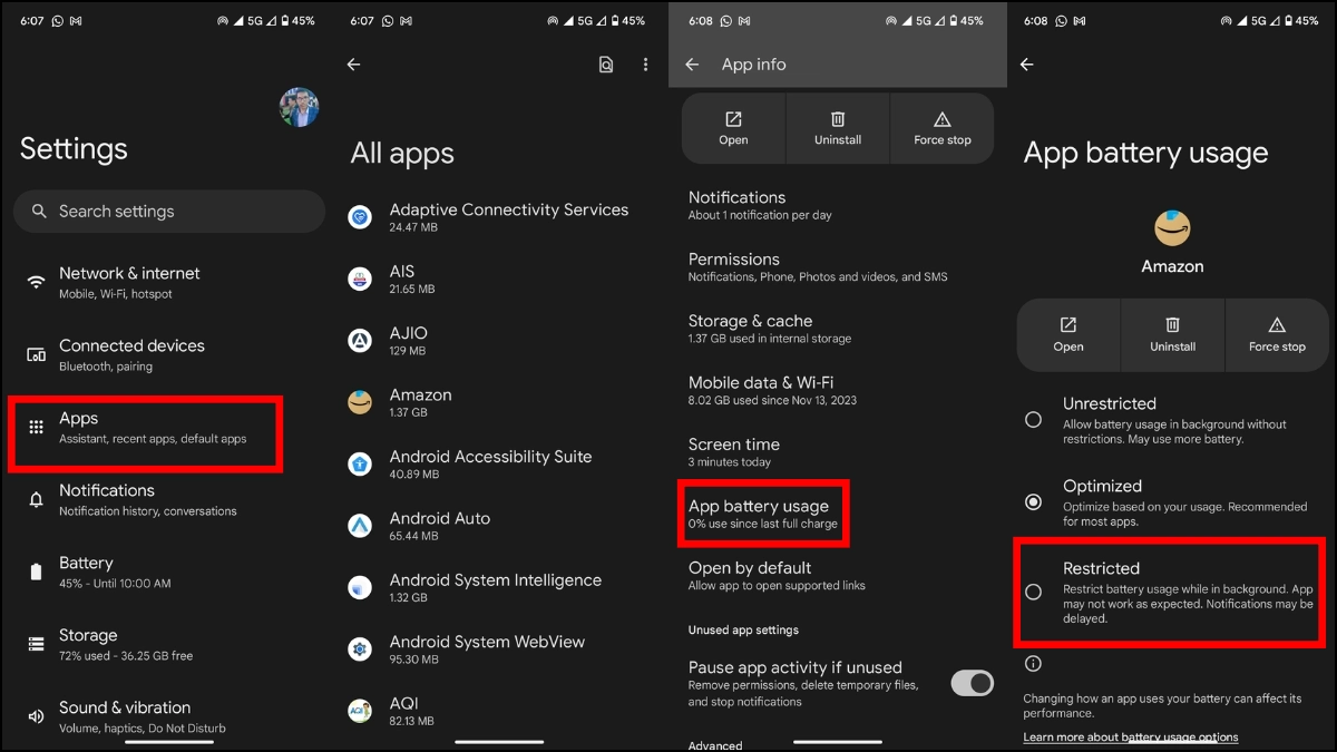 14 Meilleurs Conseils et Astuces pour Économiser la Batterie des Téléphones Pixel 4 Restreignez l'utilisation de la batterie