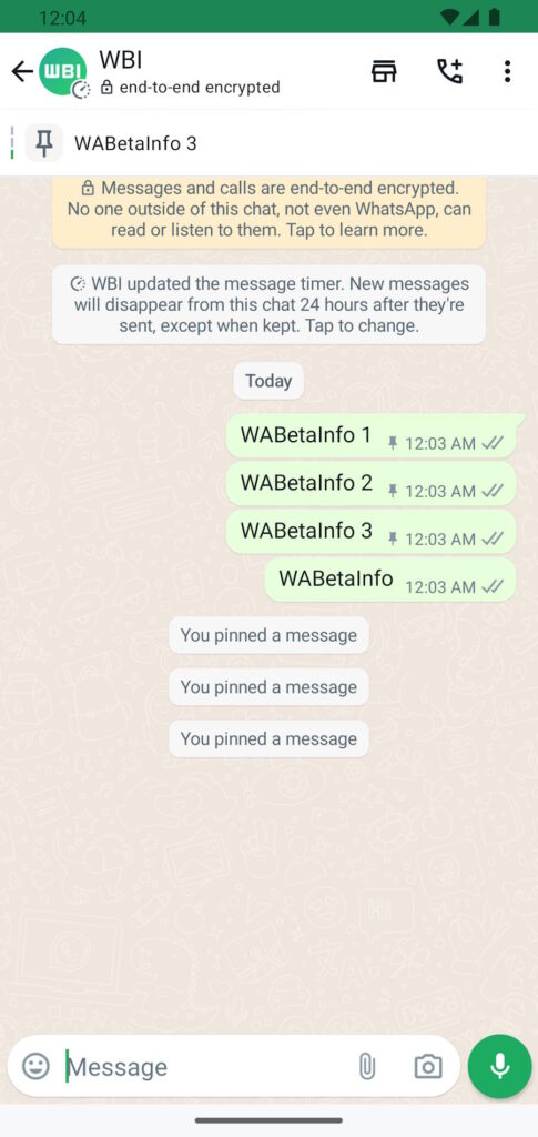 Méta-interface des conversations WhatsApp