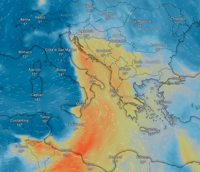 Pourquoi le ciel est jaune aujourd'hui et quels peuvent être les risques pour la santé 3 WINDY.COM | La mappa con la distribuzione del PM 2,5