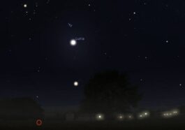 La simulation de la conjonction astrale de ce soir. Crédit : Stellarium