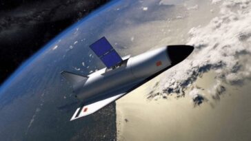 La Chine veut un gigantesque canon pour lancer des avions hypersoniques dans l'espace 16 Illustration d'un vaisseau envoyé dans l'espace grâce à un canon électromagnétique fabriqué par la Chine