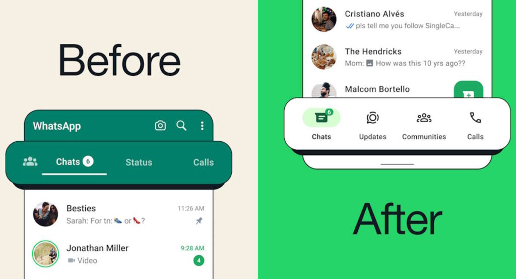 WhatsApp apporte des modifications à l'application Android pour la rendre encore plus simple à utiliser 3 Barre de navigation WhatsApp Android