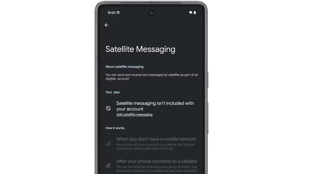 La communication par satellite dans Android 15 ne sera pas réservée aux messages d'urgence 3 Messages d'urgence de communication par satellite Android 15